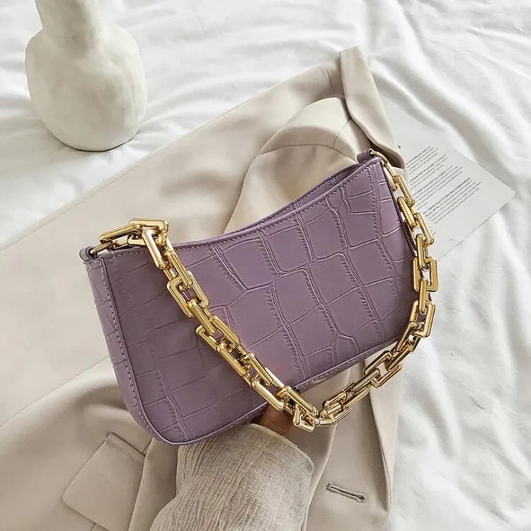 2022 Fashion Chain Shoulder Bag Luxury Handbags And Purses Designer Armpit Bags For Women Solid Stone Pattern Lady Hand Bag