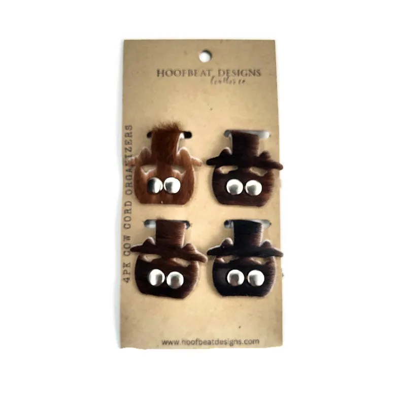 4pk Cowhide Cord Organizers