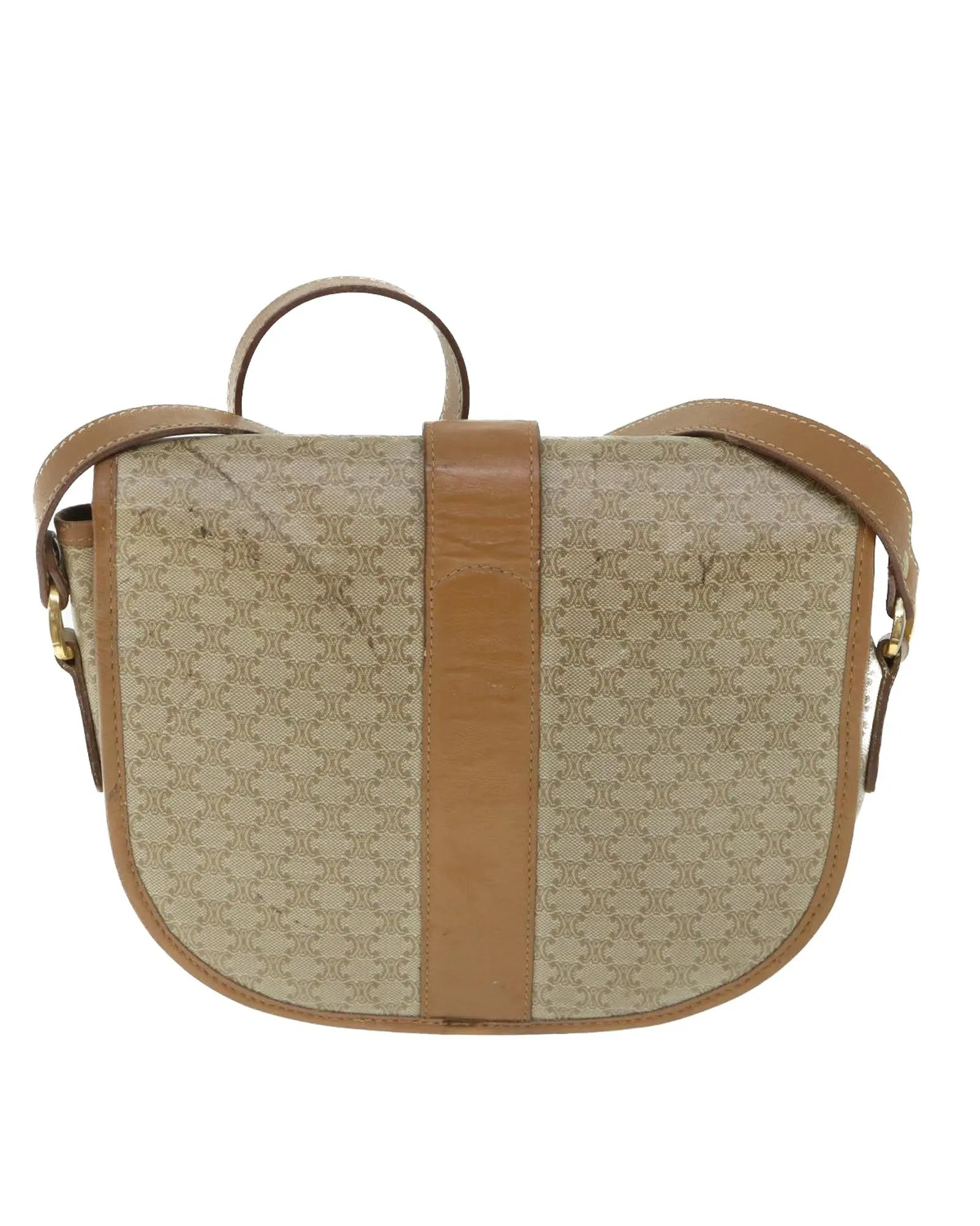 Beige Canvas Shoulder Bag