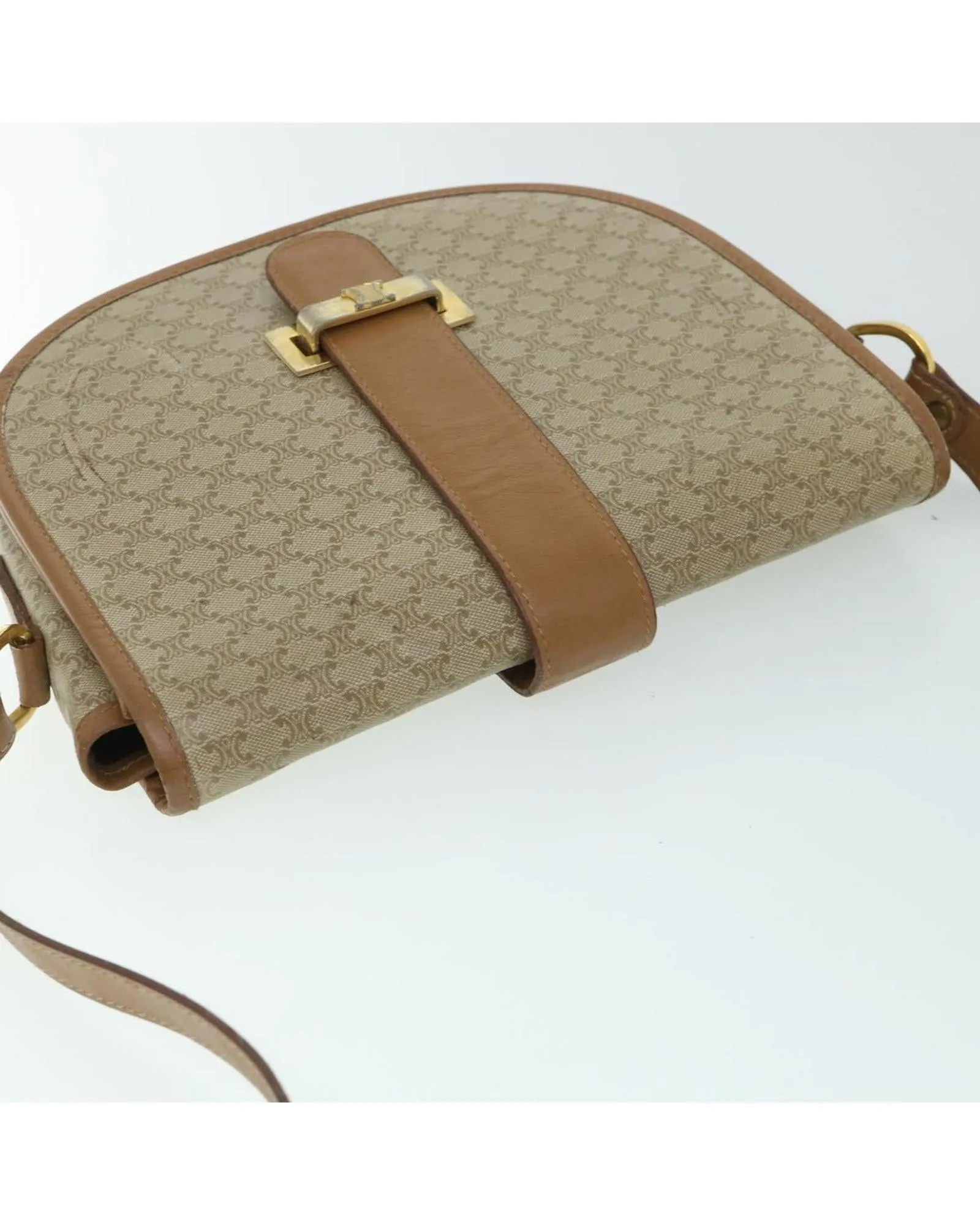 Beige Canvas Shoulder Bag