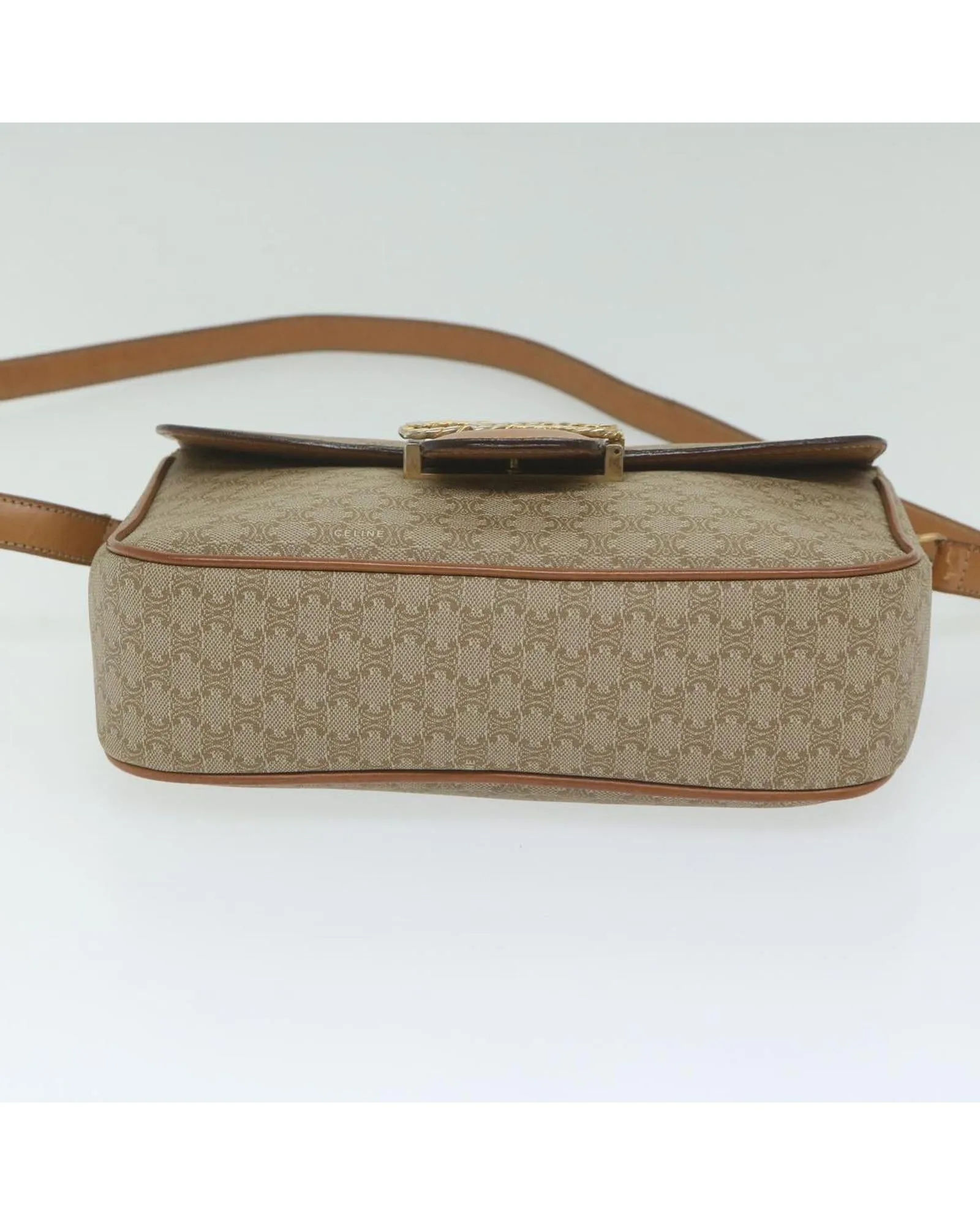 Beige Macadam Canvas Shoulder Bag with Adjustable Strap