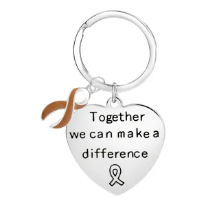 Big Heart Brown Ribbon Key Chains