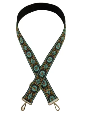 Black Blue Embroidered Strap