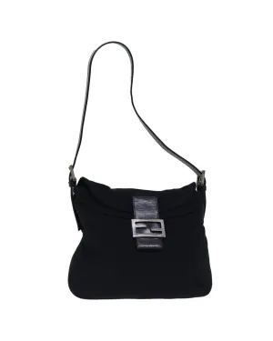 Black Nylon Shoulder Bag with Dust Bag - Authentic Fendi Mamma Baguette (72512)