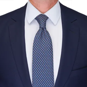 Blue Micro Motif Twill Silk Tie