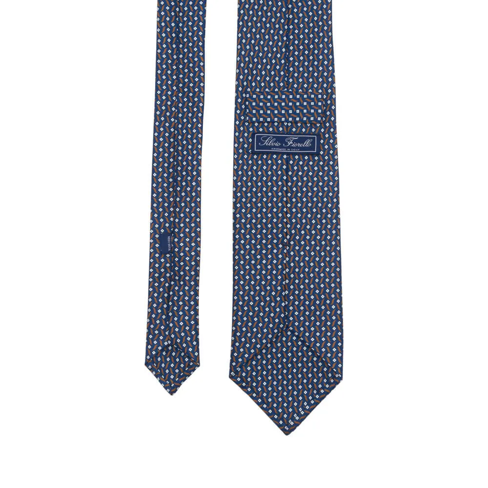 Blue Micro Motif Twill Silk Tie