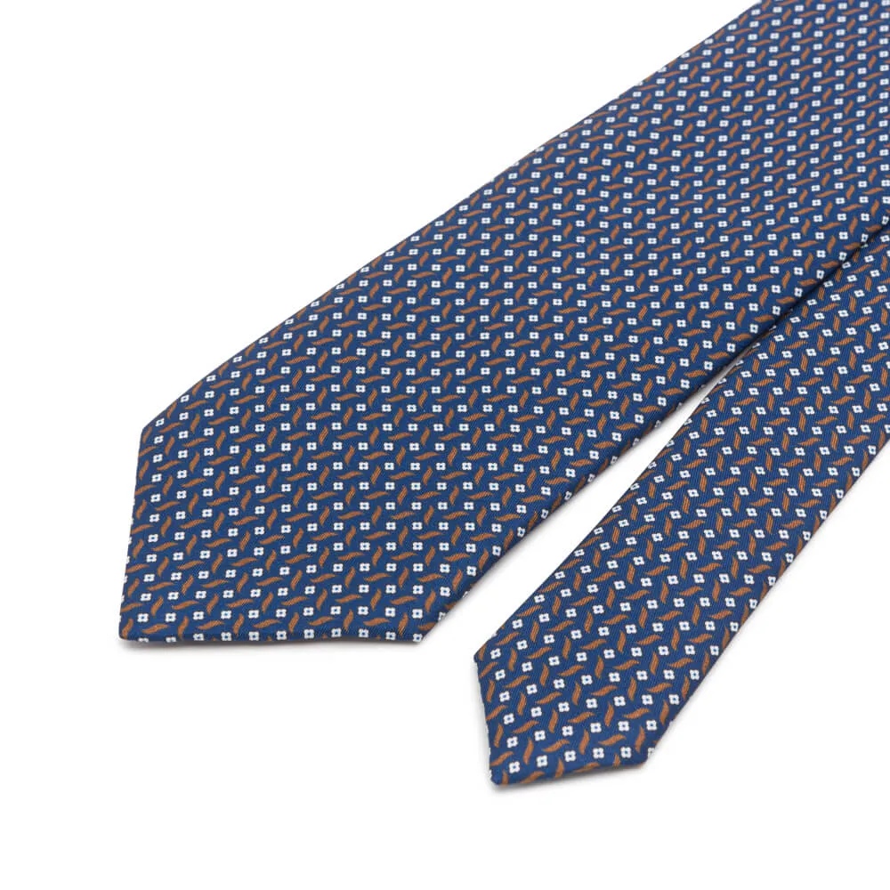 Blue Micro Motif Twill Silk Tie