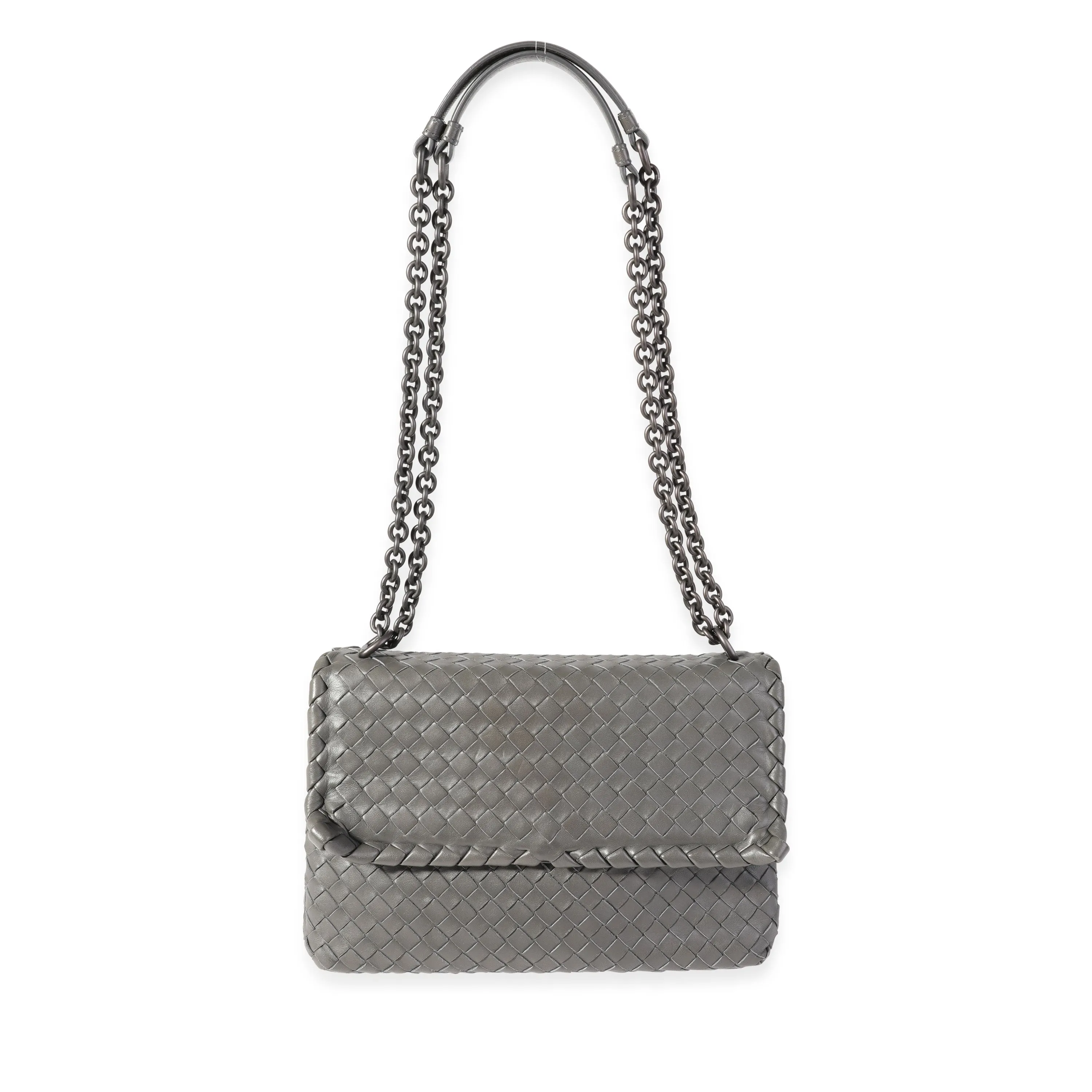 Bottega Veneta Gray Intrecciato Leather Olimpia Bag