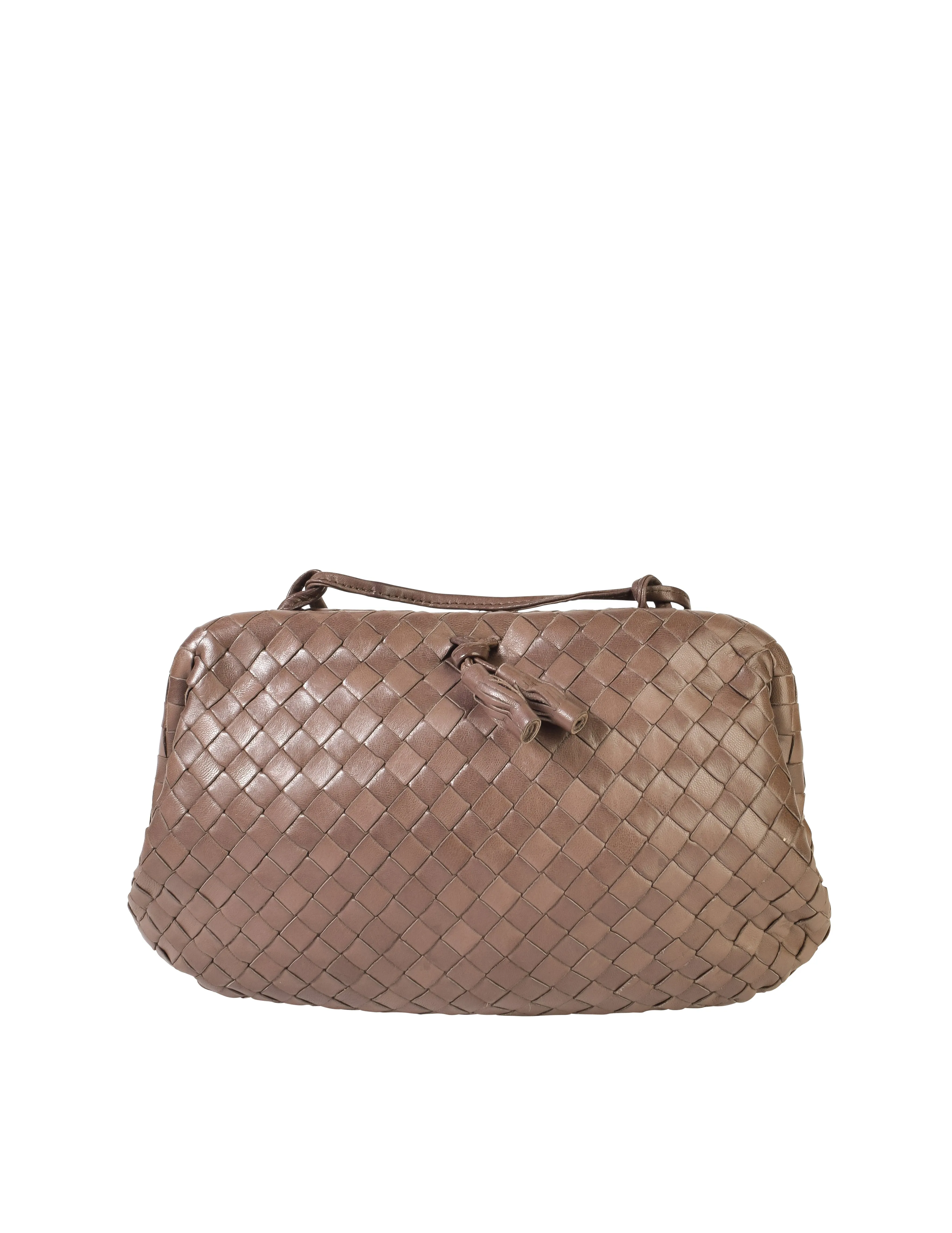 Bottega Veneta Vintage Mushroom Brown Intrecciato Woven Leather Shoulder Bag