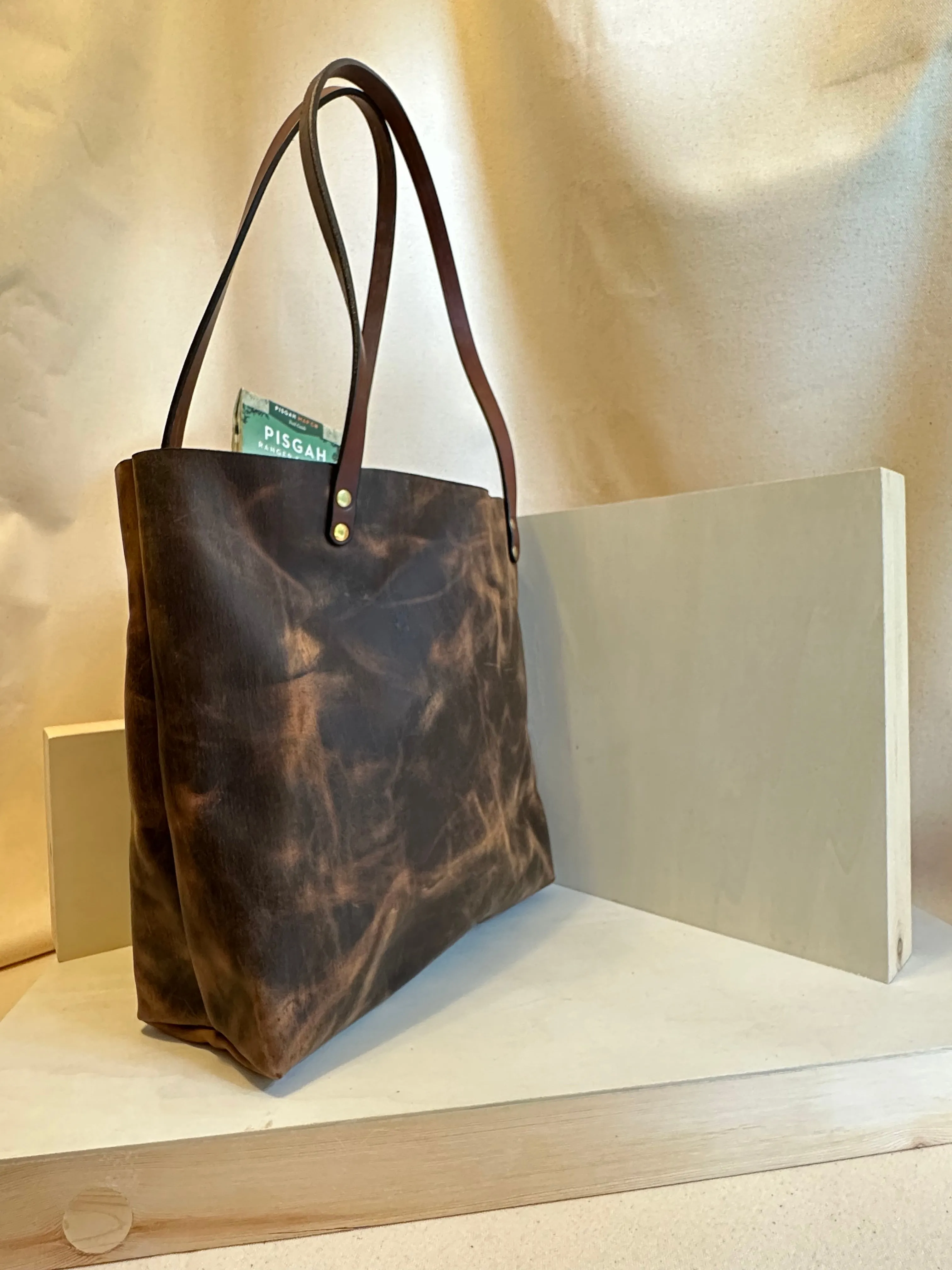 Brown Pull Up EDC Leather Tote Bag