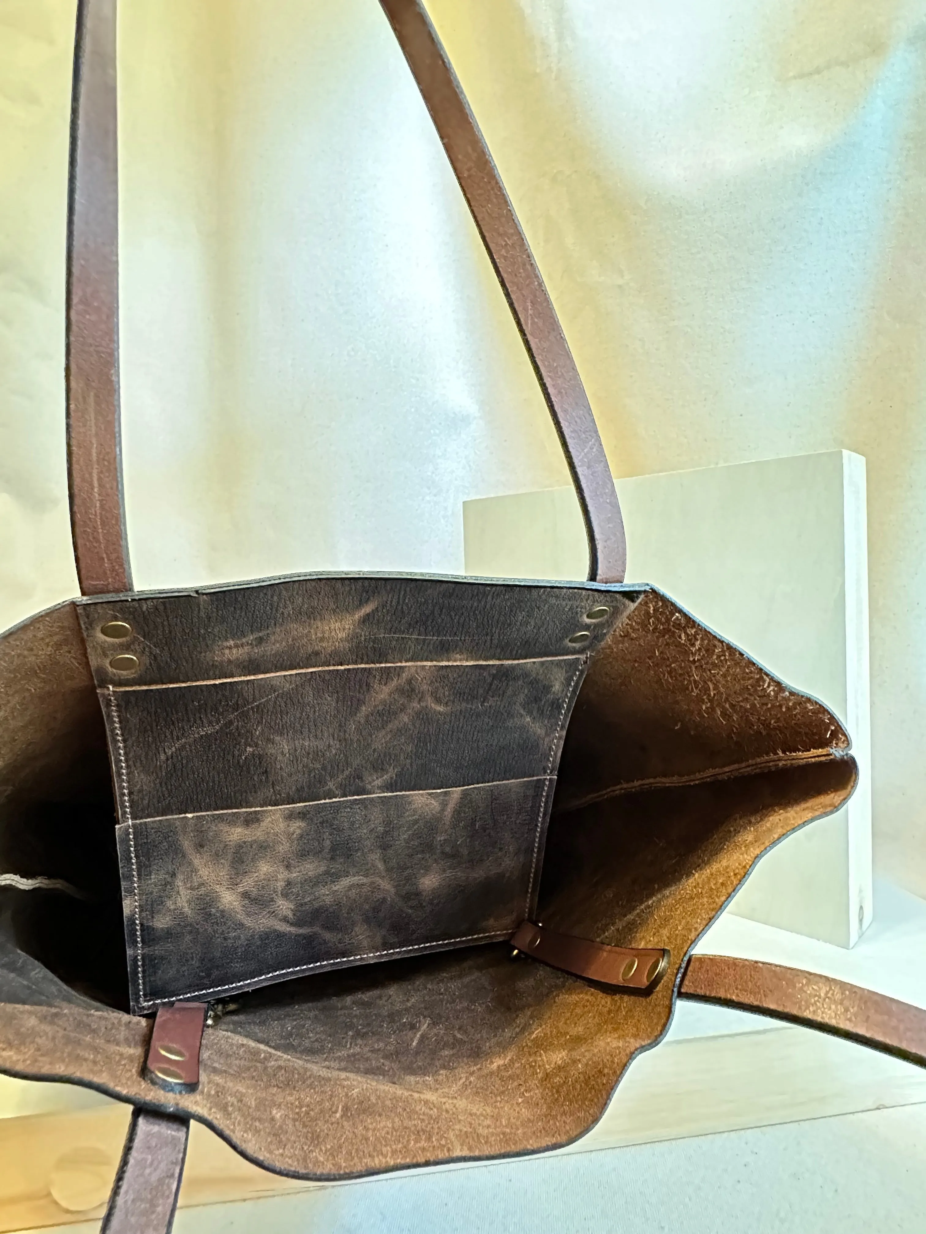 Brown Pull Up EDC Leather Tote Bag