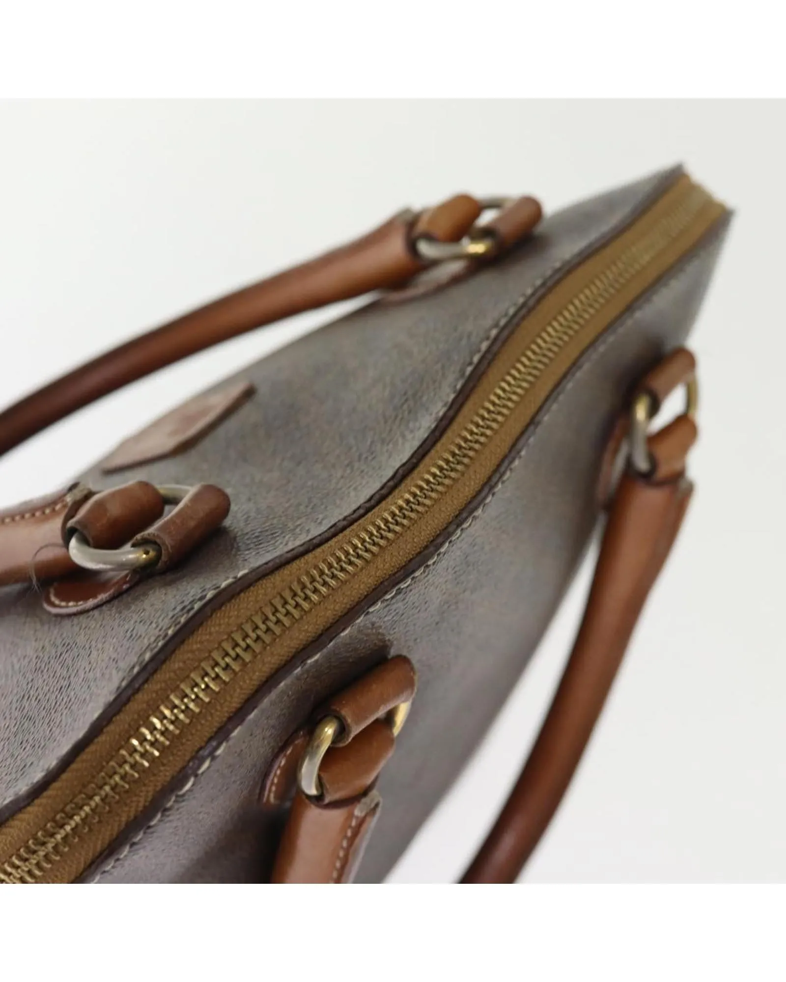 Canvas 2-way Hand Bag with Shoulder Strap Brown Made in Italy