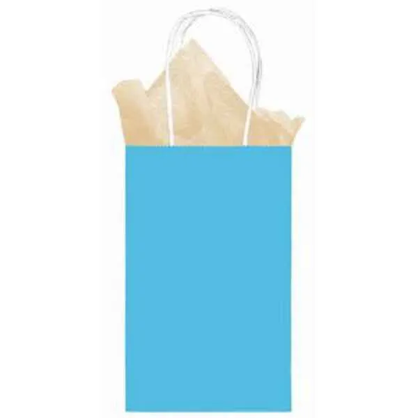 Caribbean Blue Small Paper Gift Bag 8" | 1ct