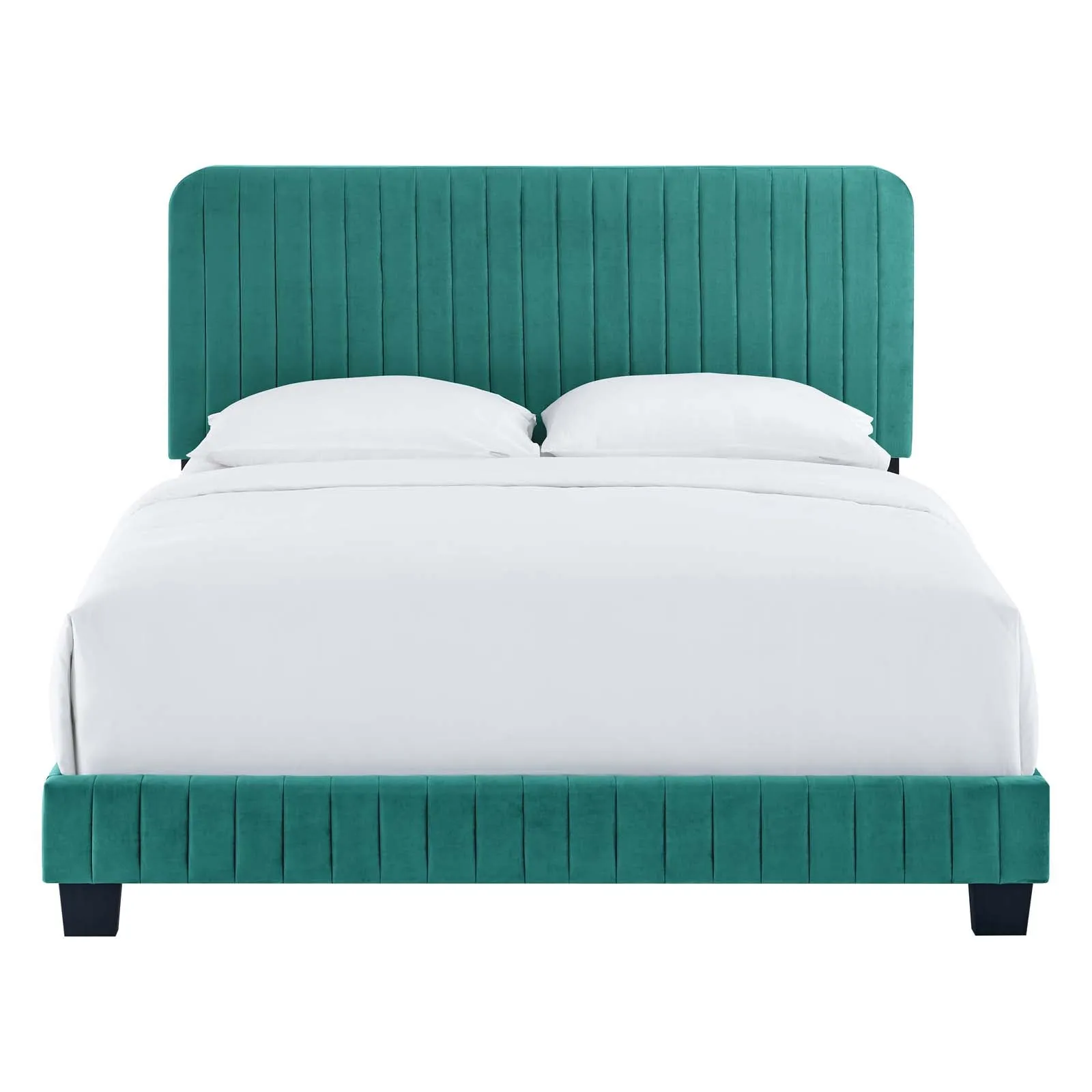 Celine Channel Tufted Performance Velvet Full Platform Bed Teal MOD-6335-TEA