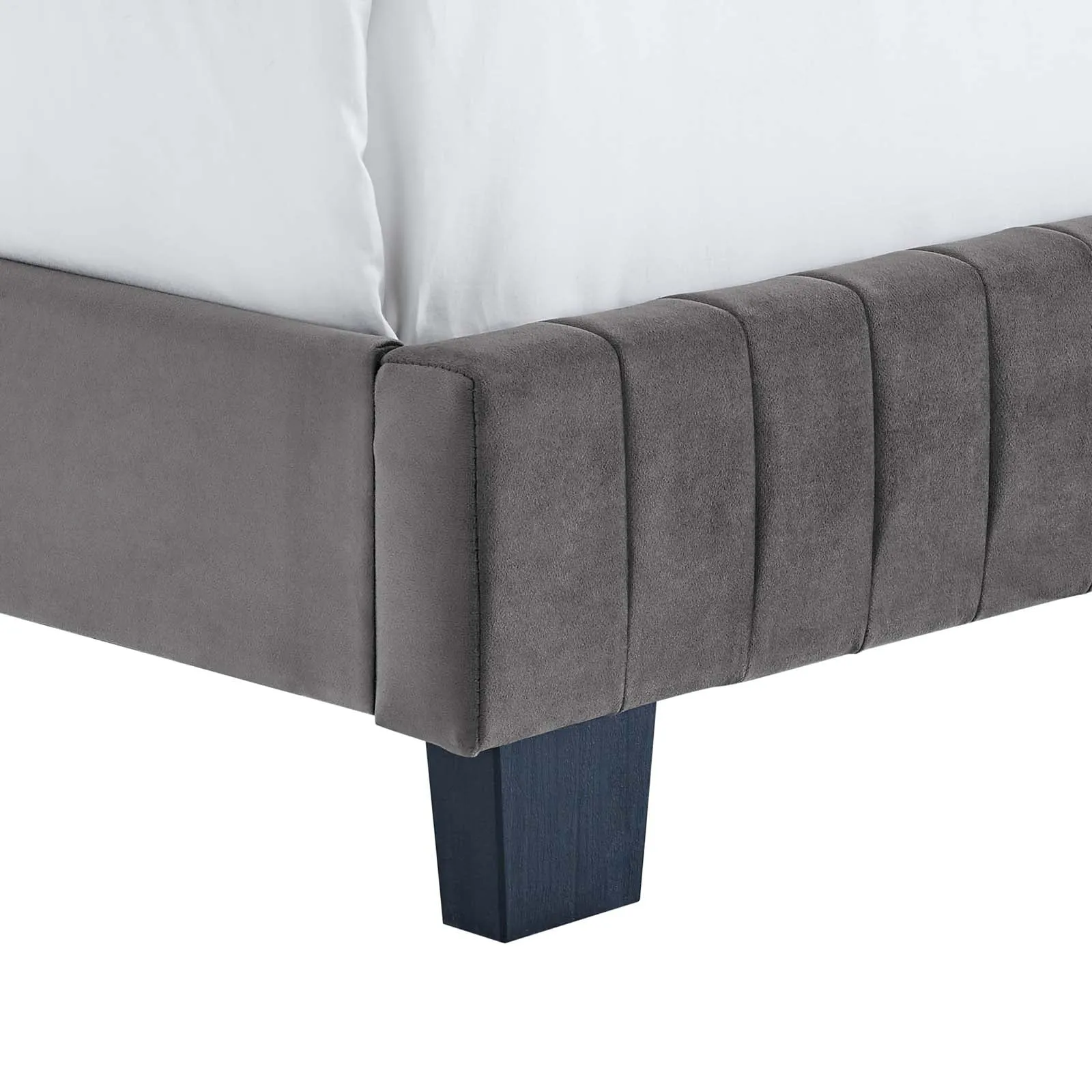 Celine Channel Tufted Performance Velvet King Bed Gray MOD-6329-GRY