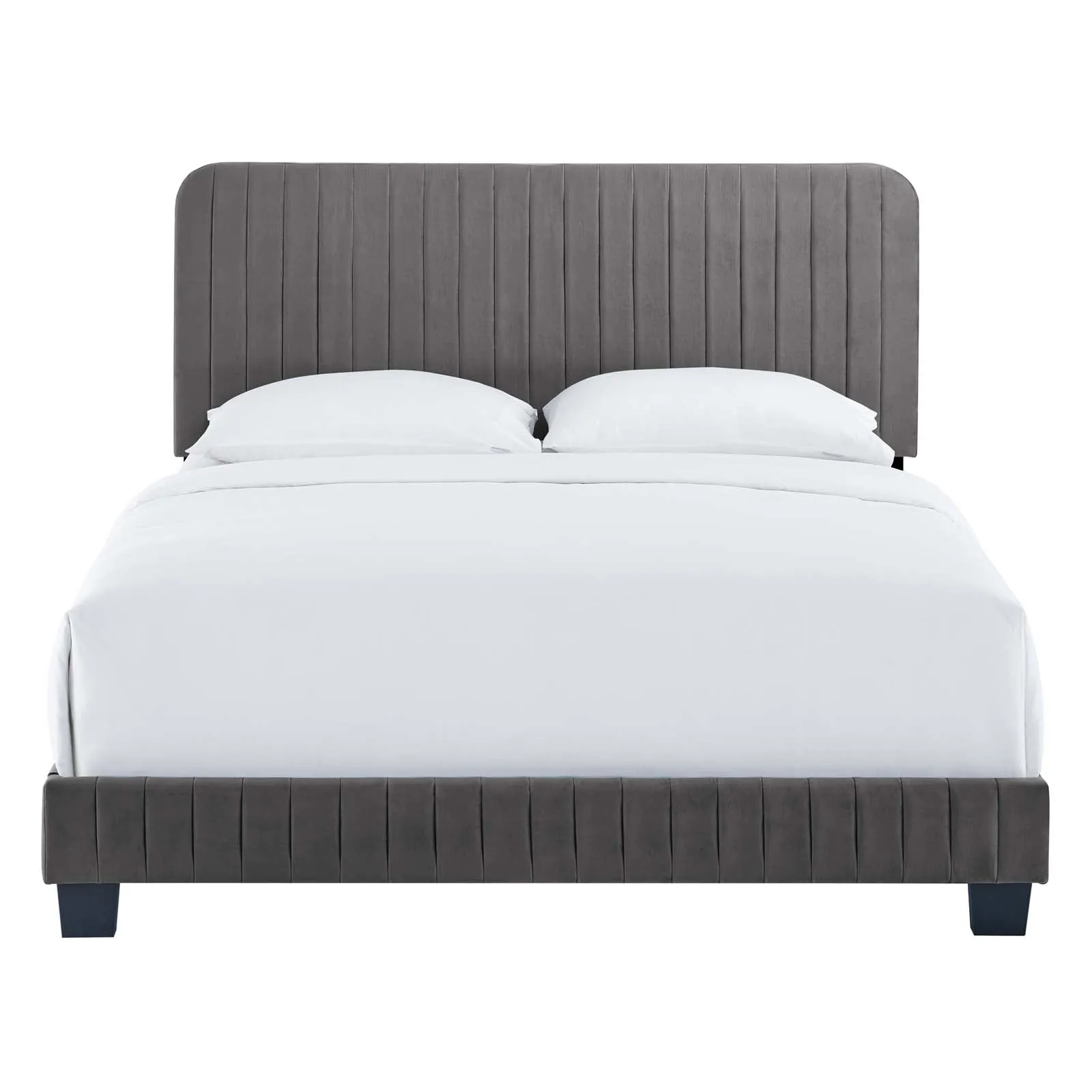 Celine Channel Tufted Performance Velvet King Bed Gray MOD-6329-GRY