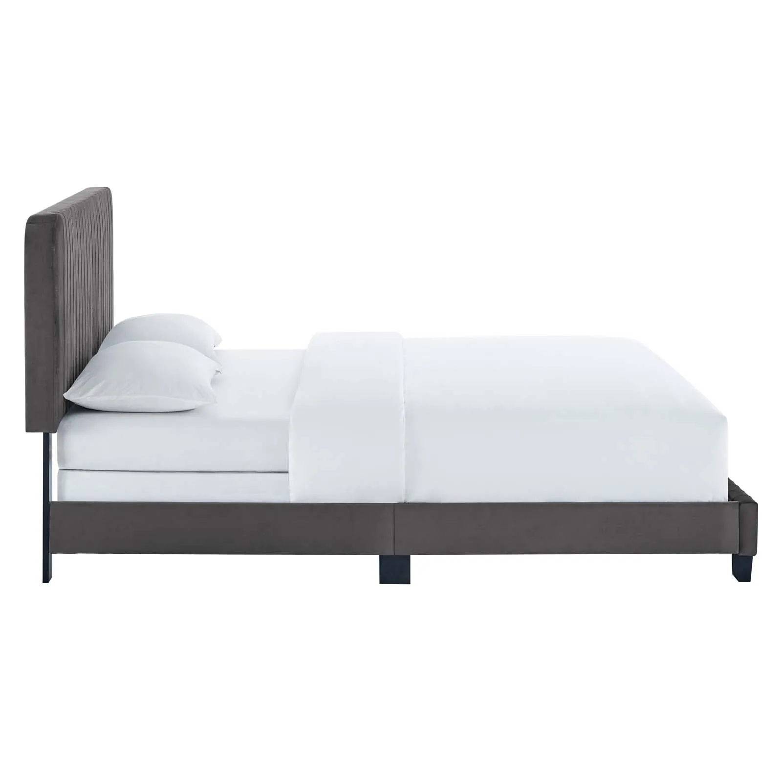 Celine Channel Tufted Performance Velvet King Bed Gray MOD-6329-GRY