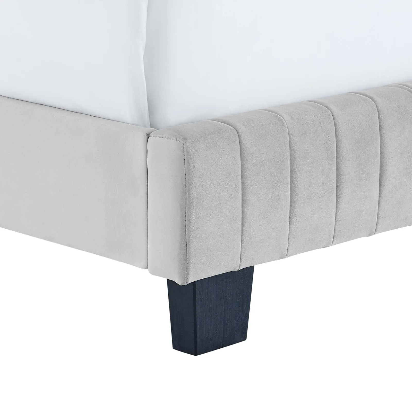 Celine Channel Tufted Performance Velvet Twin Bed Light Gray MOD-6332-LGR