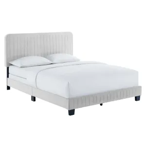 Celine Channel Tufted Performance Velvet Twin Bed Light Gray MOD-6332-LGR