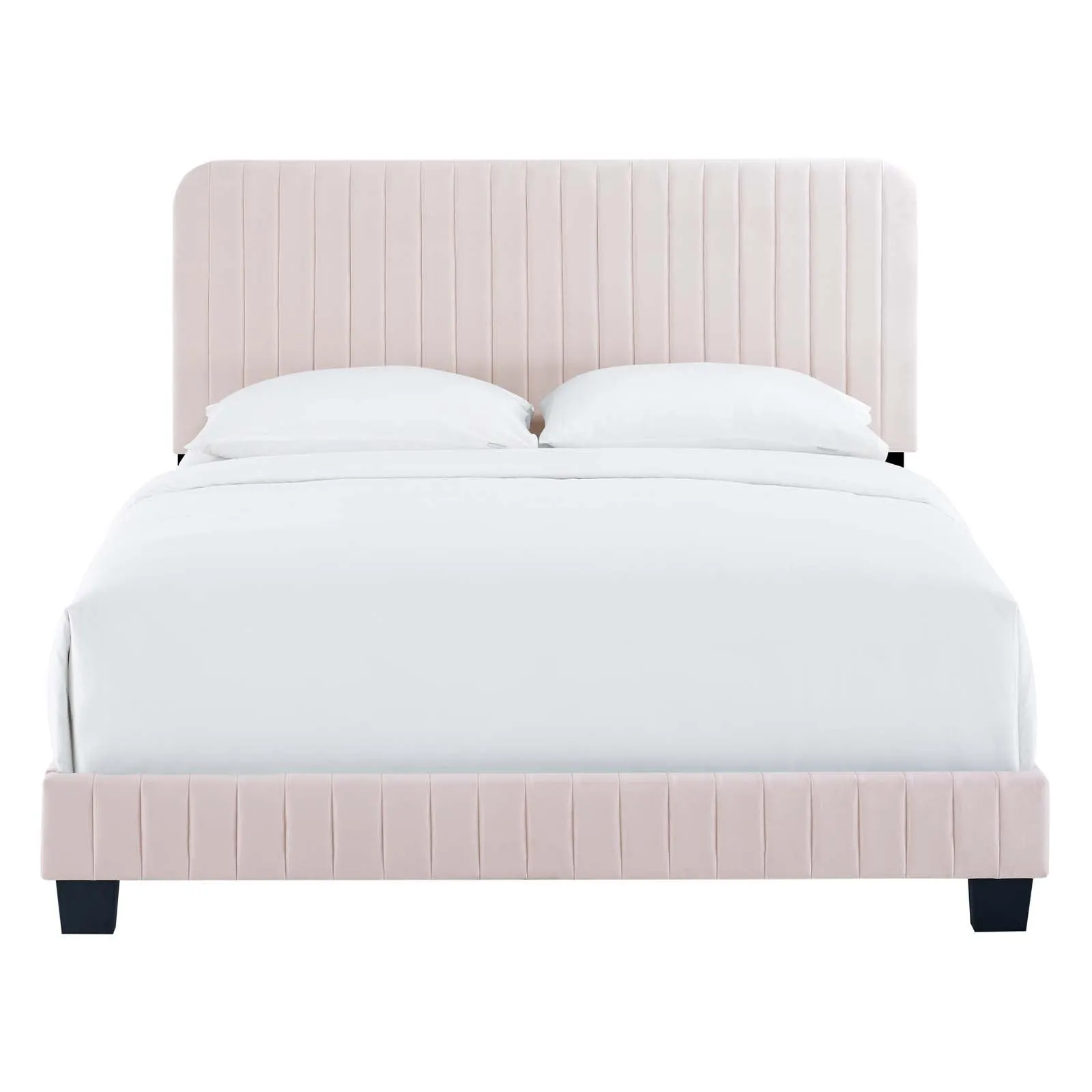 Celine Channel Tufted Performance Velvet Twin Bed Pink MOD-6332-PNK