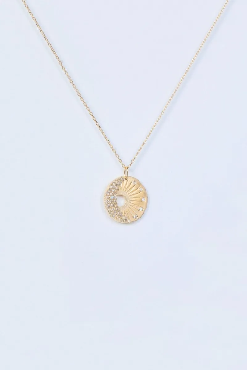 Celine Daoust Sun and Diamonds Moon Medallion Necklace