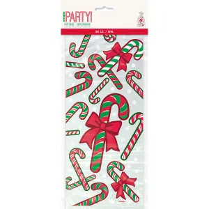 Christmas Candy Cane Cello Bags 5" x 11" | 20 ct