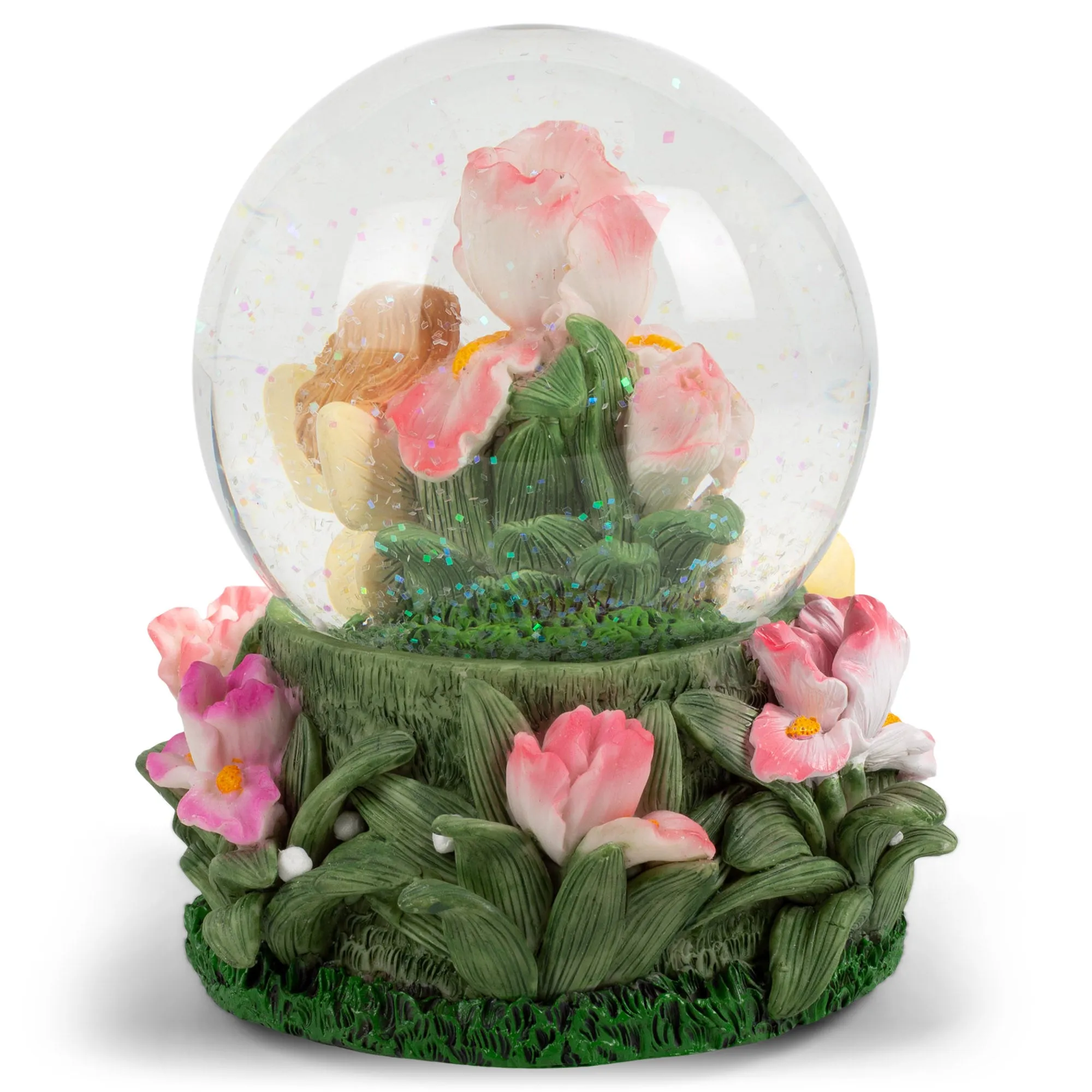 Fairy Children in Flowers 100MM Music Snow Globe Plays Tune Greensleeves