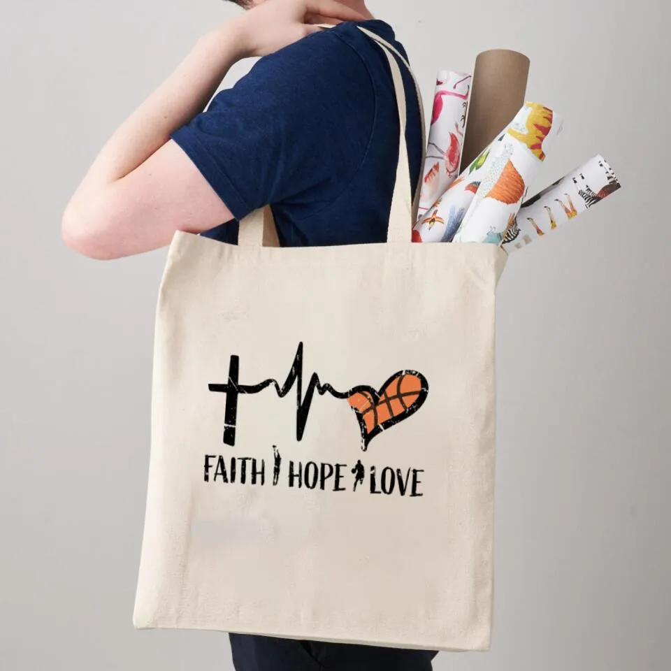 Faith Hope Love Canvas Tote Bags - Christian Tote Bags - Printed Canvas Tote Bags - Cute Tote Bags - Religious Tote Bags - Gift For Christian - Ciaocustom