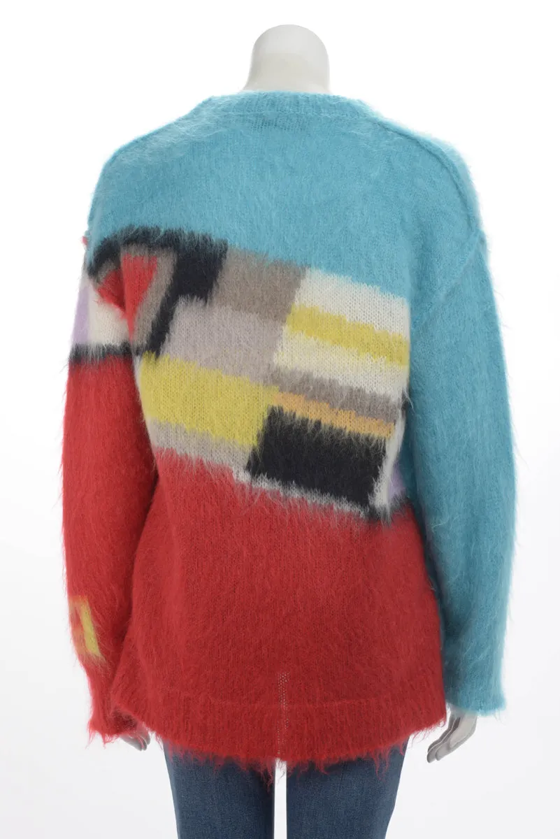 Fendi Multi Colour Mohair Geometric Sweater IT 42