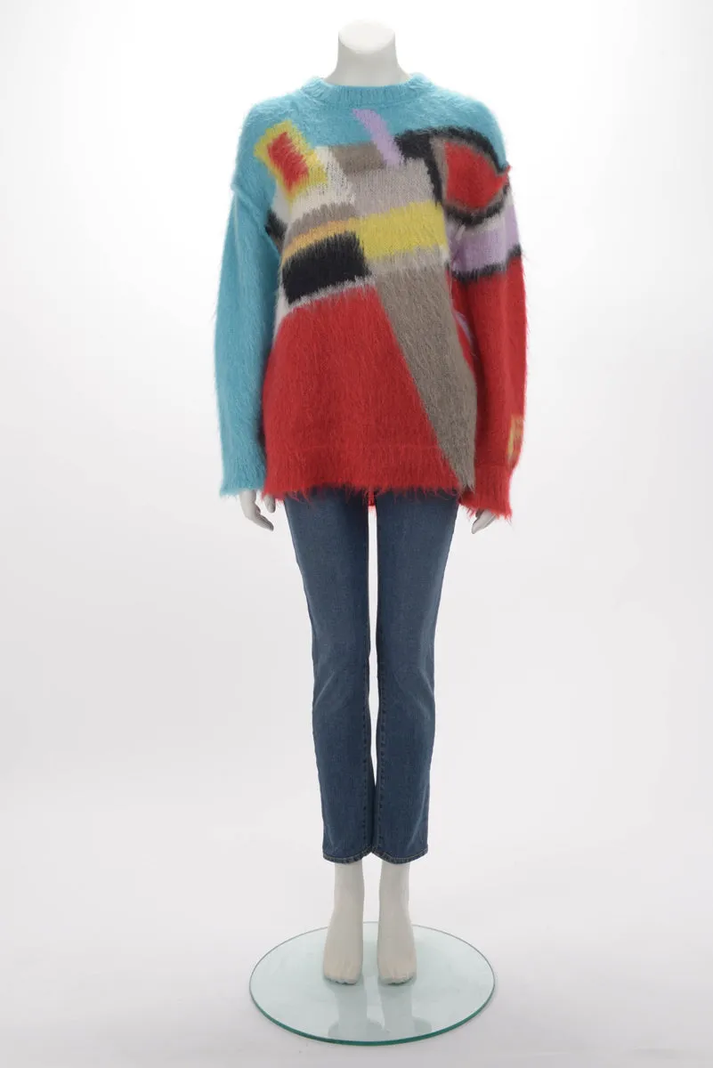 Fendi Multi Colour Mohair Geometric Sweater IT 42