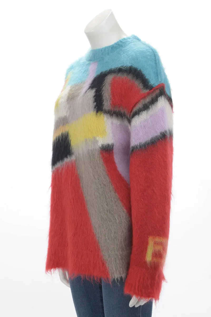 Fendi Multi Colour Mohair Geometric Sweater IT 42