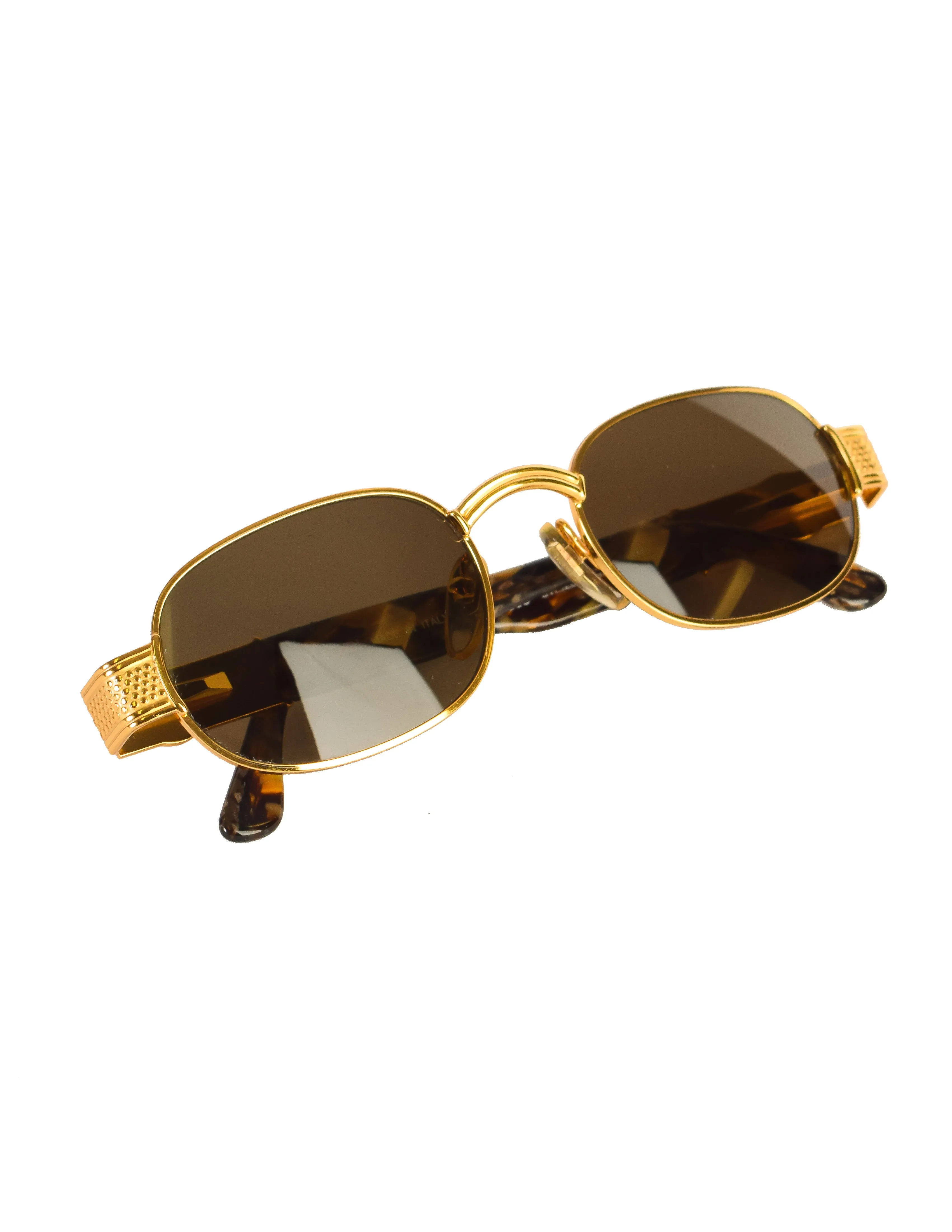 Fendi Vintage 308 034 Gold Rim FF Logo Tortoise Sunglasses