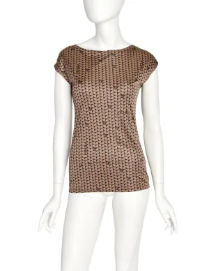 Fendi Vintage Black and Brown Geometric Logo Top