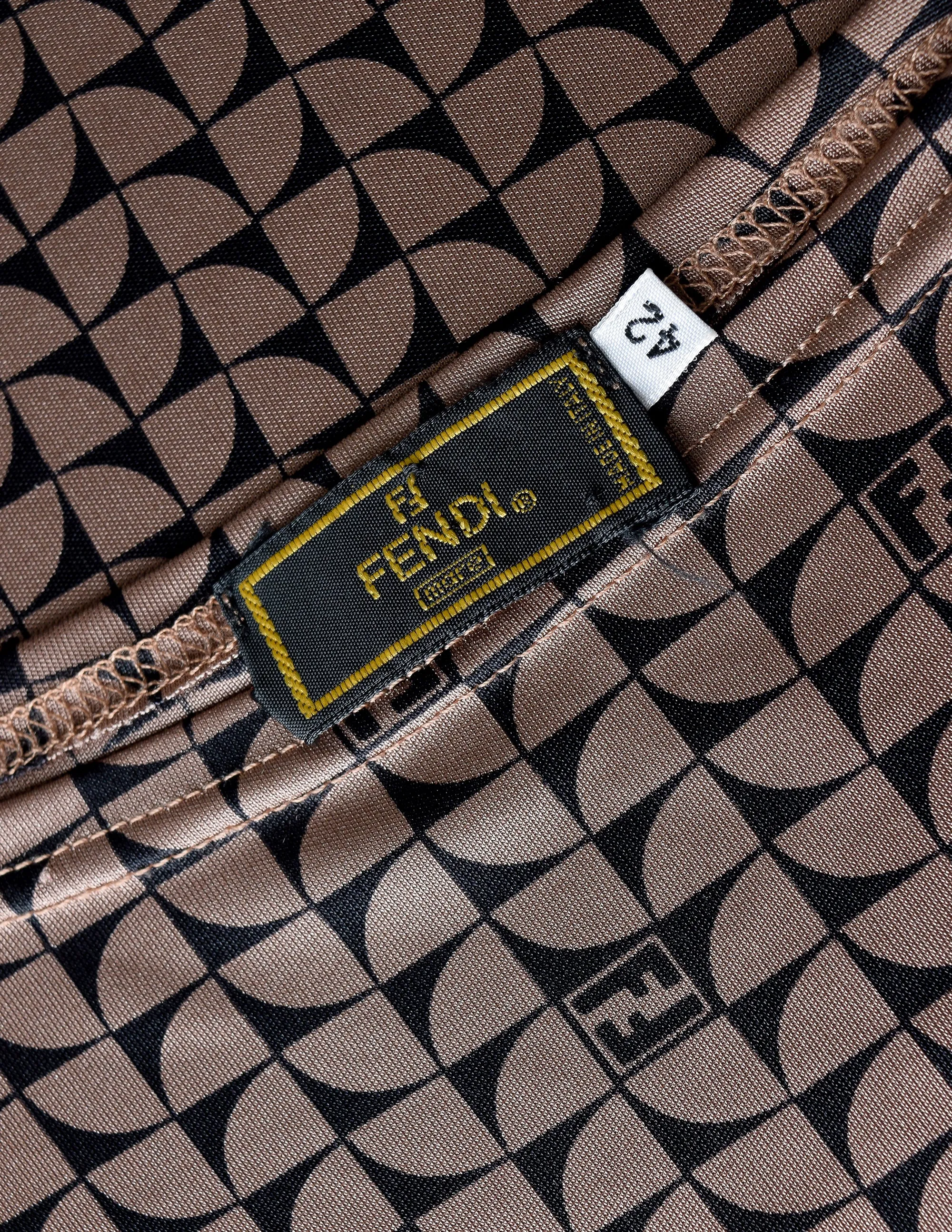 Fendi Vintage Black and Brown Geometric Logo Top