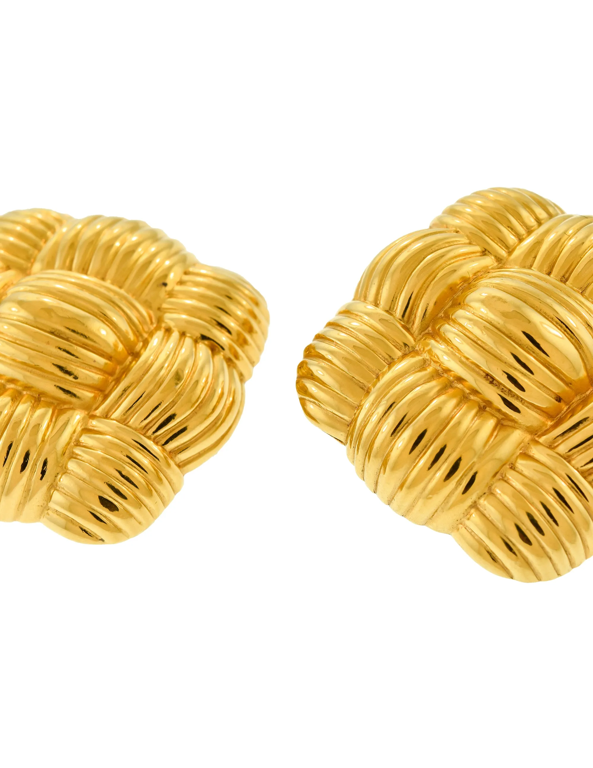 Fendi Vintage Massive Oversized Gold Ribbed Woven Knot Earrings