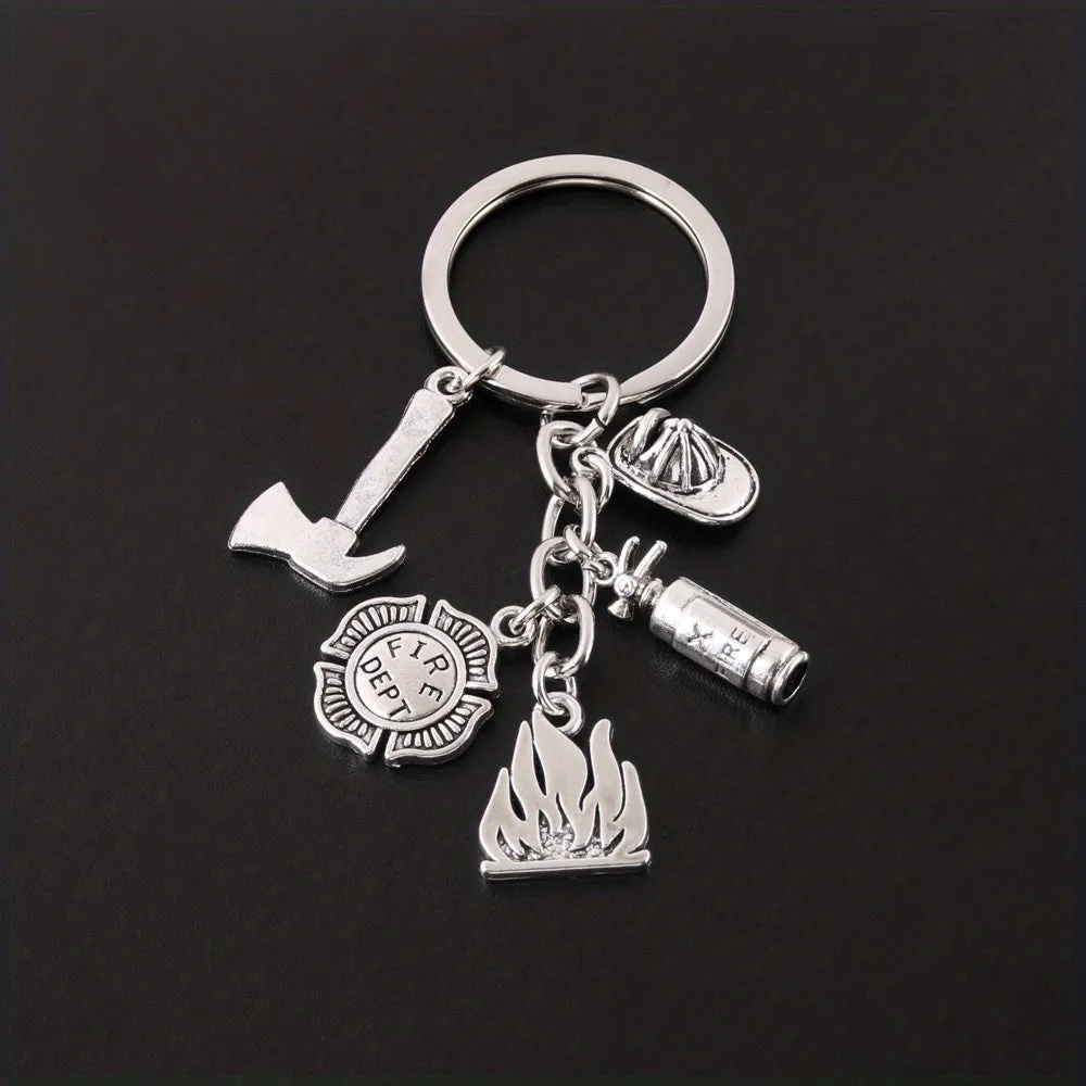 Fire Extinguisher Hat Keychain Pendant  Silvery Car Ornament