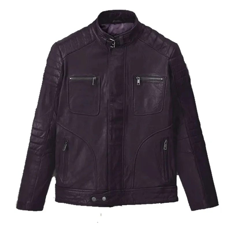 Genuine High Quality Firefly Moto Purple Leather Biker Jacket