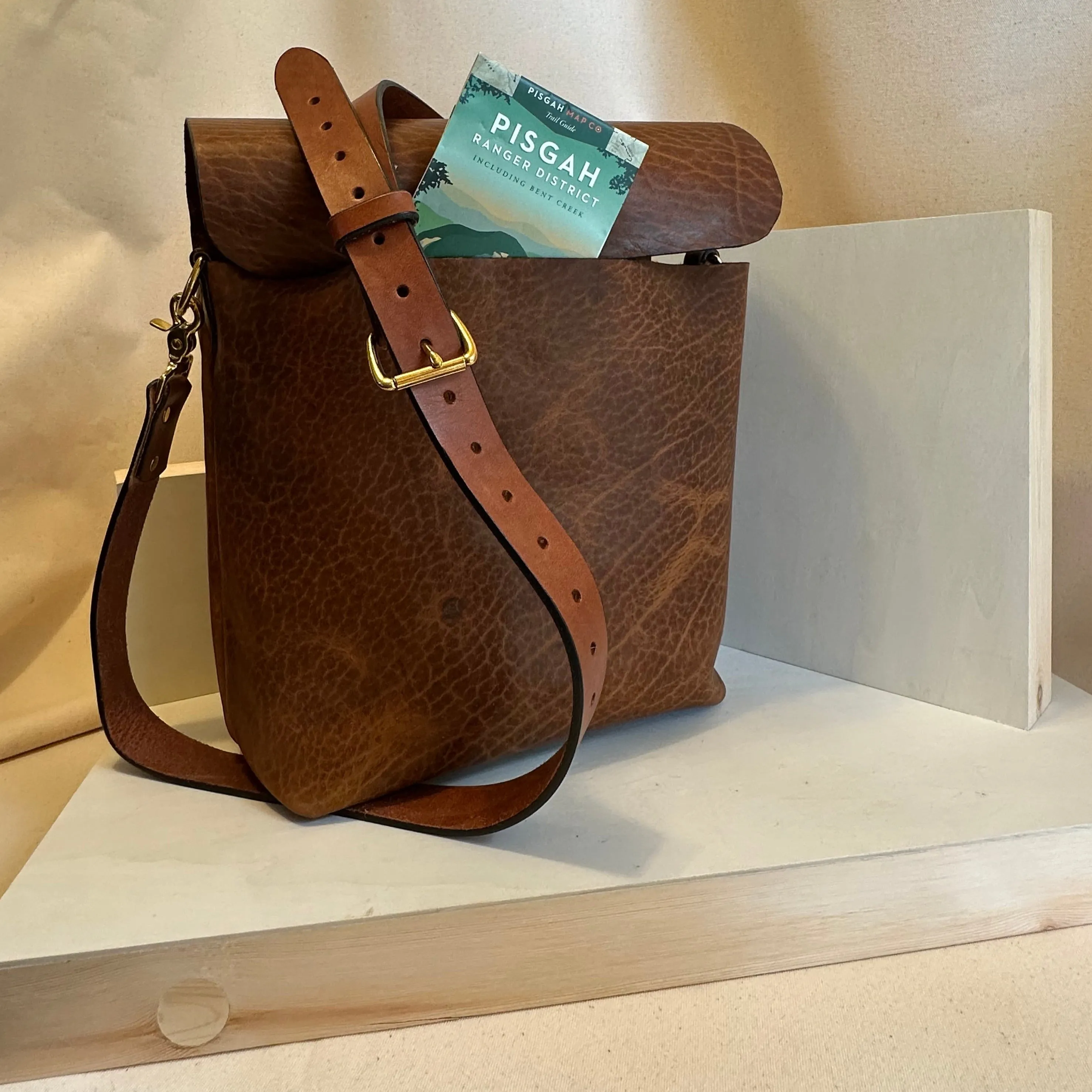 Glazed Bison Leather Messenger Bag