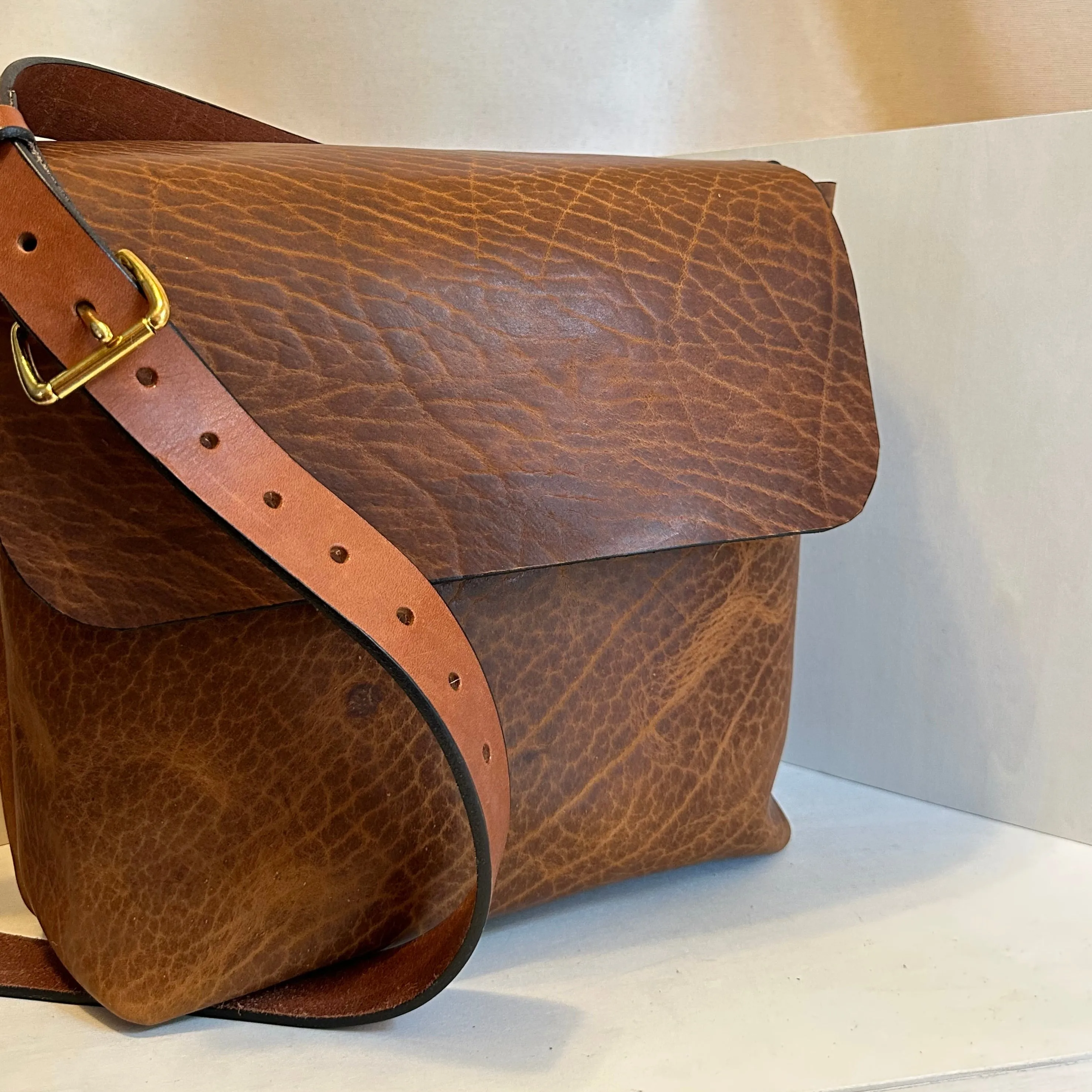 Glazed Bison Leather Messenger Bag