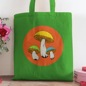 Groovy Mushrooms Cotton Canvas Tote Bag Grocery Totes