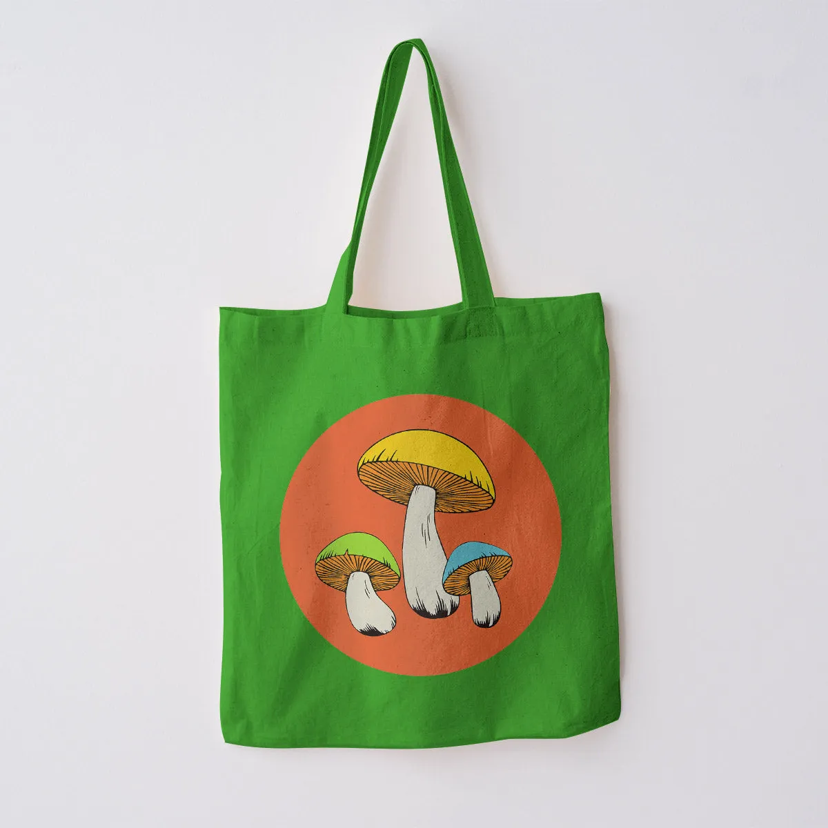 Groovy Mushrooms Cotton Canvas Tote Bag Grocery Totes