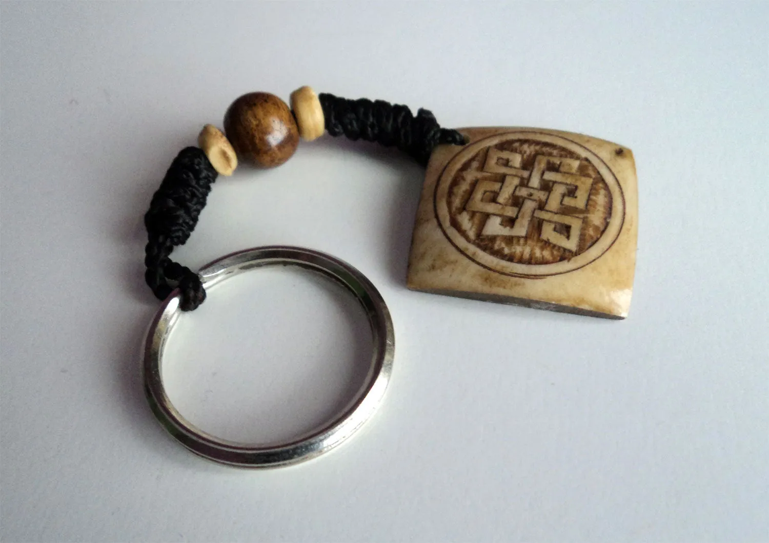 Hand Crafted Tibetan Endless Knot Bone Keychains