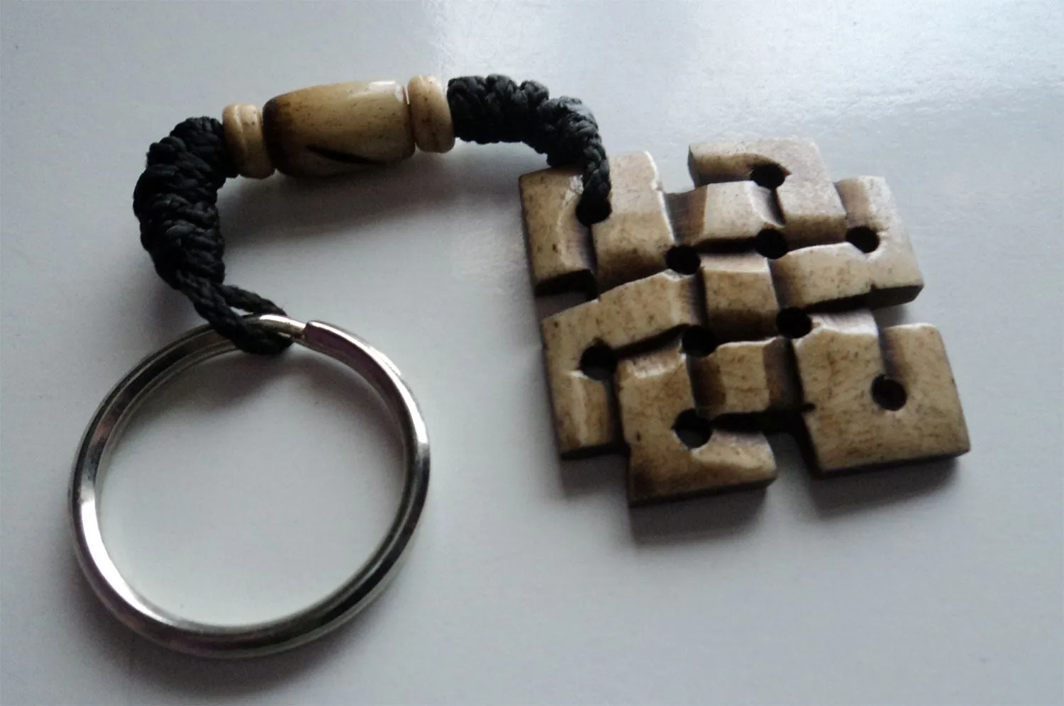 Hand Crafted Tibetan Endless Knot Bone Keychains