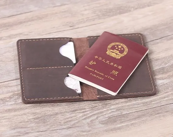 Handmade Personalized Leather Travel Passport Wallet