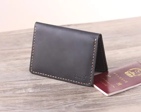 Handmade Personalized Leather Travel Passport Wallet