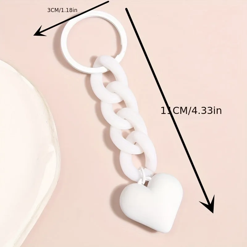 Heart Charm Keychain Minimalist Bag Accessory  Car Pendant