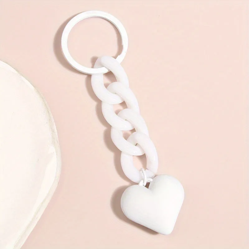 Heart Charm Keychain Minimalist Bag Accessory  Car Pendant