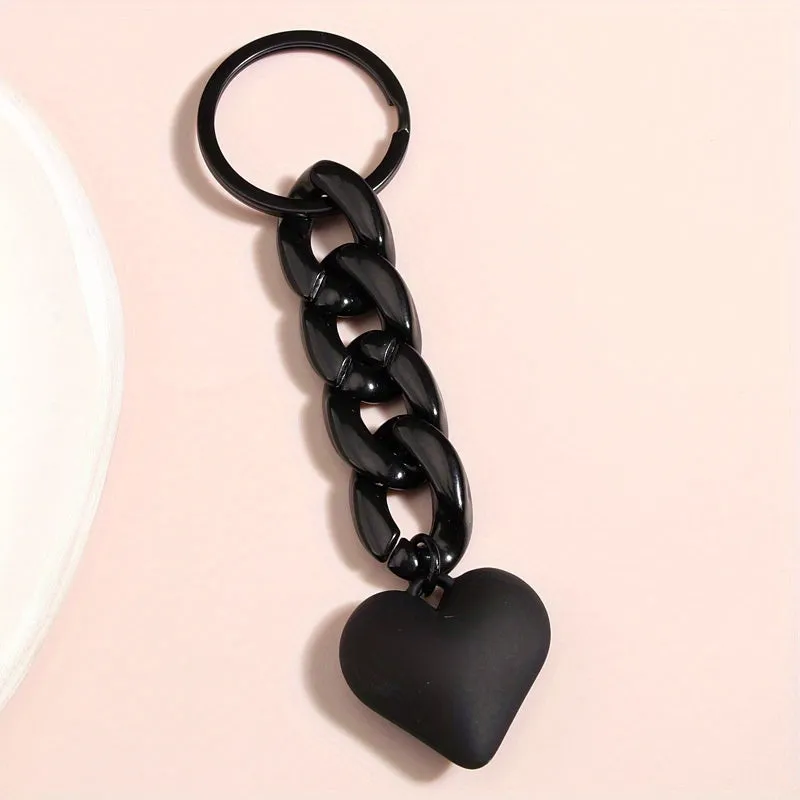 Heart Charm Keychain Minimalist Bag Accessory  Car Pendant