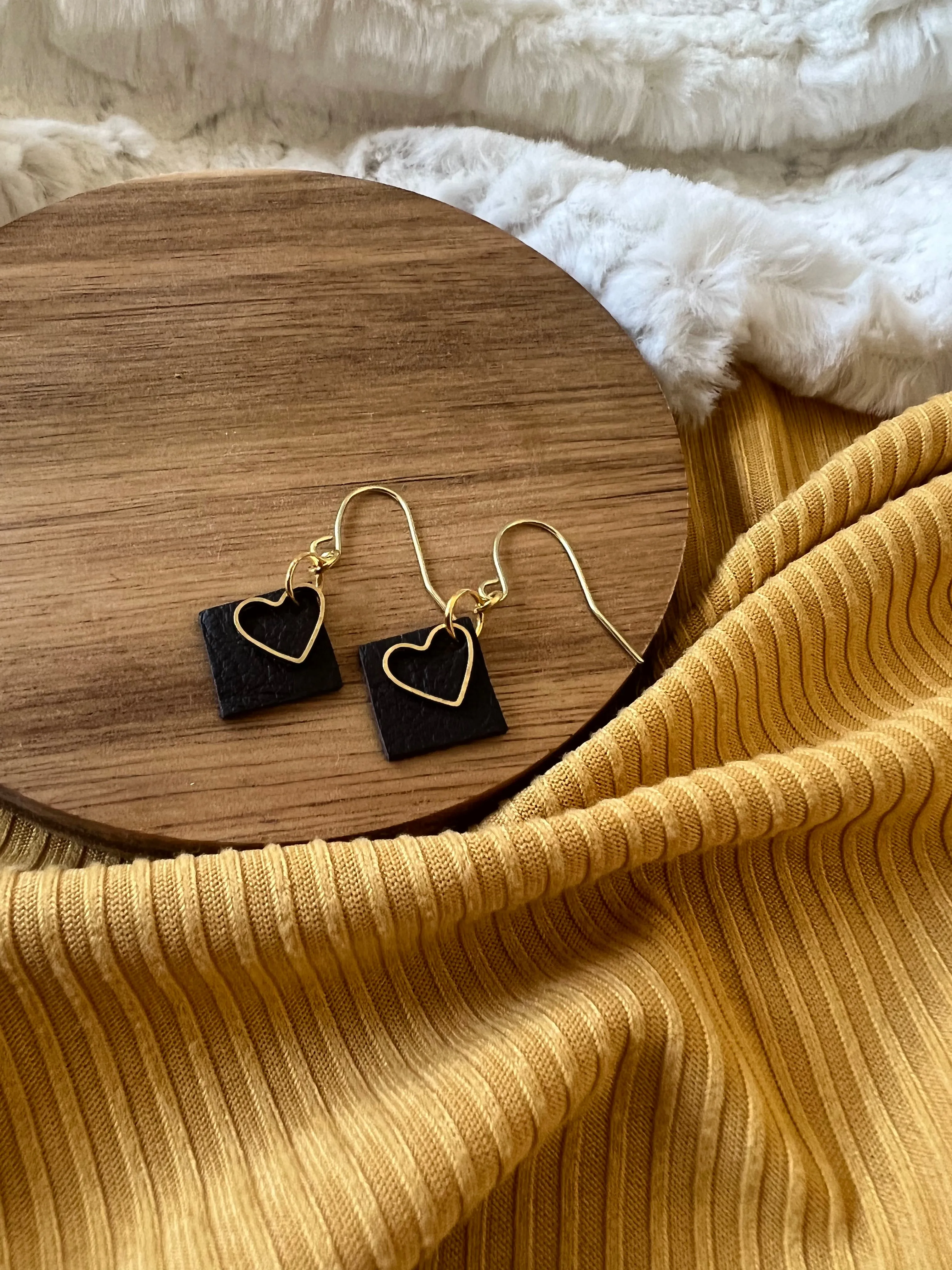 Heart Leather Earrings