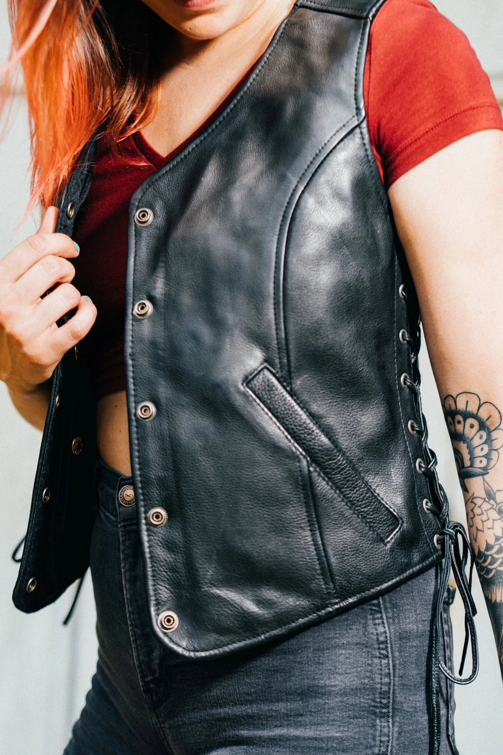 Honey Badger Women's Motorcycle Leather Vest